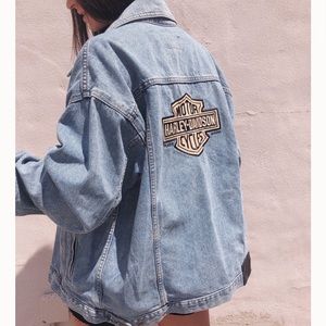 Vintage Harley Davidson Oversized Jean Jacket